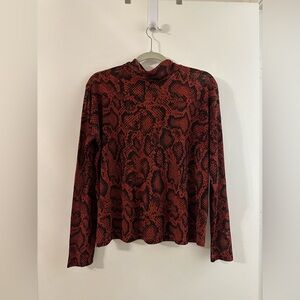 Rust & Black Snake Skin Print Nine West Tie Back Blouse